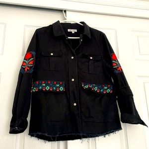 Zara brand, Trf collection embroidered jacket, size XS, cotton material